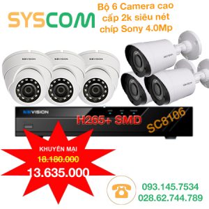 Bộ 6 Camera KBvision USA Chíp Sony 4.0Mp (SC8106)