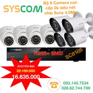 Bộ 8 Camera KBvision USA Chíp Sony 4.0Mp (SC8108)